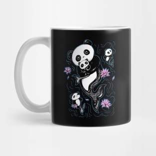 Panda Mermaid Bear with Lotus Flowers Mug